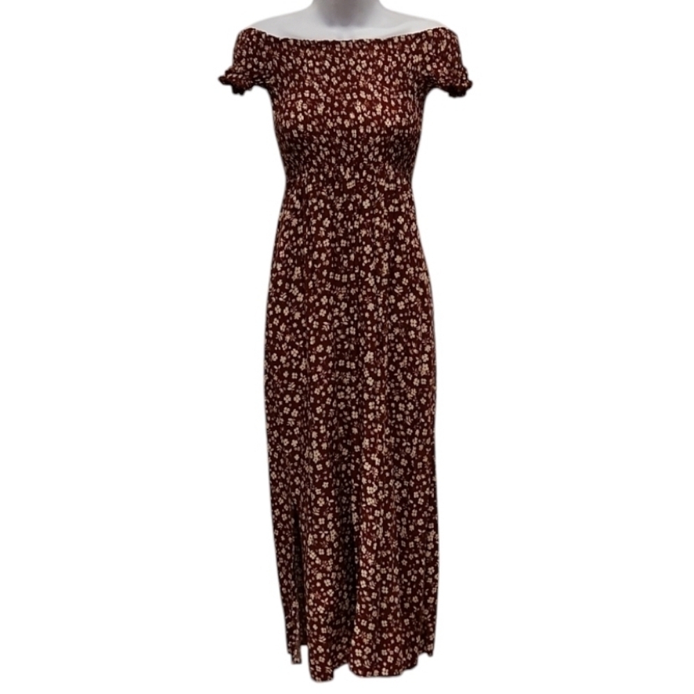 Lark + Grey Floral Smocked Top Maxi Dress